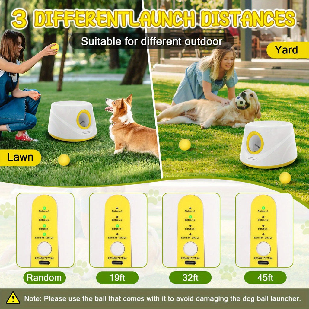 Automatic Dog Ball Launcher with 5 Balls, Adjustable Distance Fetch Machine for Small and Medium Dogs, Supervised Indoor and Outdoor Play