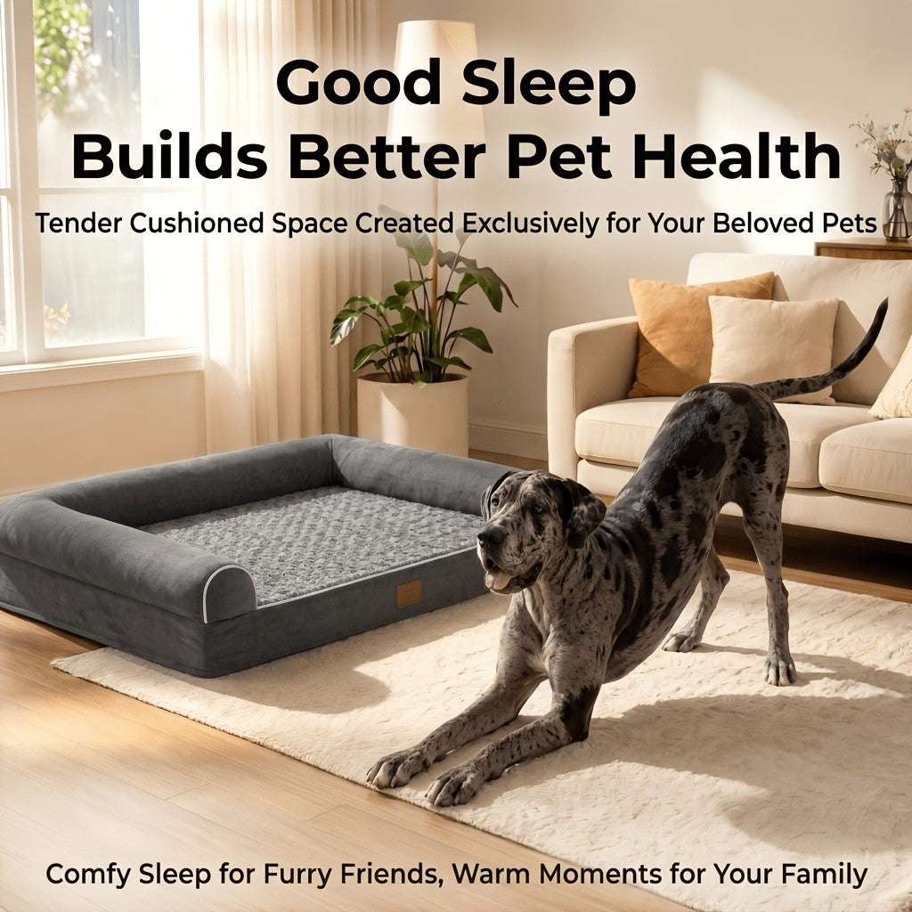Orthopedic Dog Crate Bed for Extra Large Dogs with Removable Washable Cover, S to XXXXL Size Options for Everyday Indoor Rest