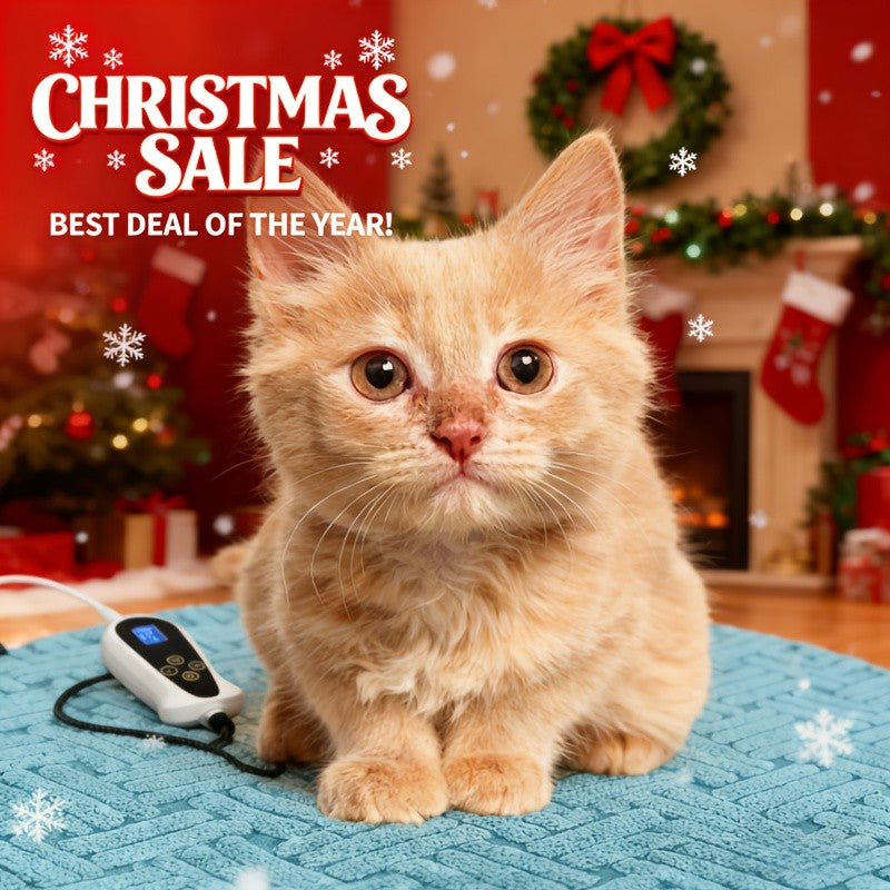 Indoor Pet Heating Pad for Cats and Dogs with Thermostatic Controller, 1-24H Timer and Removable Washable Cover in Three Size Options