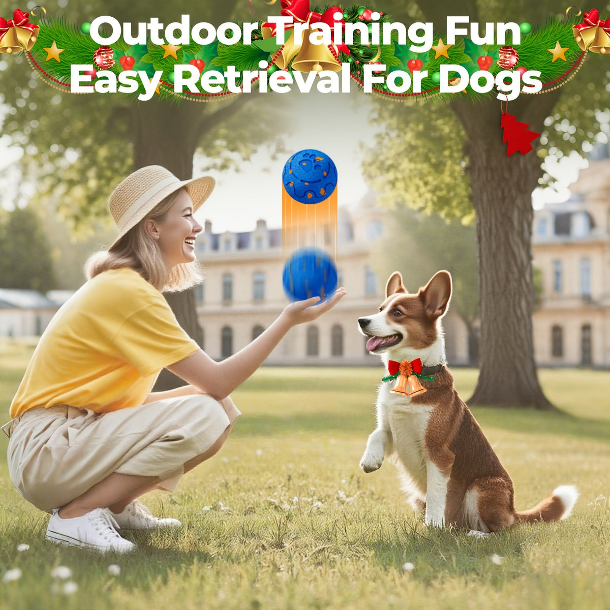 Rechargeable Bouncing Dog Ball with 3 Interactive Modes and Obstacle Avoidance, Orange Soft-Surface Moving Chase Toy for Medium and Large Dogs