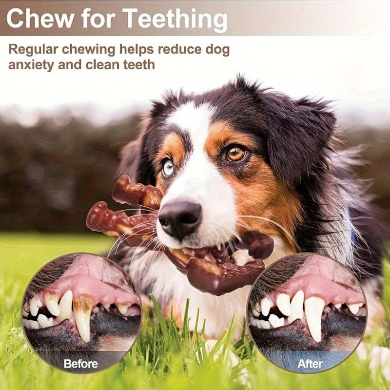 Gorilla Dog Chew Toy for Medium and Large Dogs, Beef-Flavored Brown Nylon Chewing Toy with Textured Shape for Supervised Everyday Play