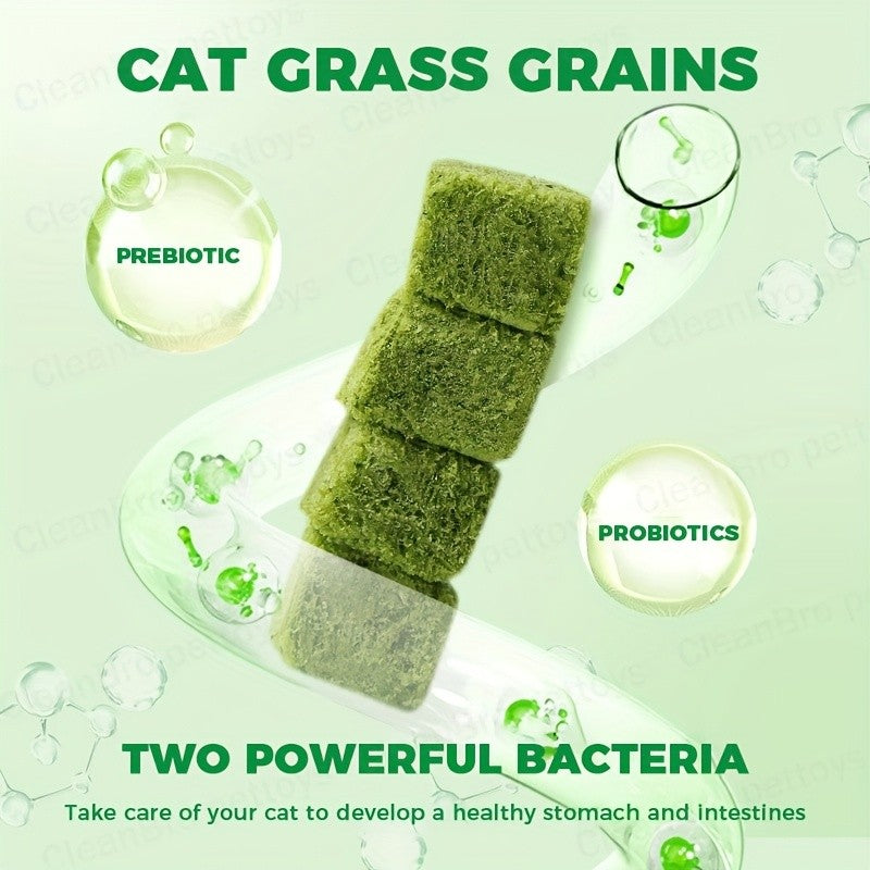 Cat Snack Pellets and Biscuits, 150g Cat Grass Pellets or Mixed Flavor Cat Biscuits and 155g Green Square Mint Granules for Supervised Treat Time