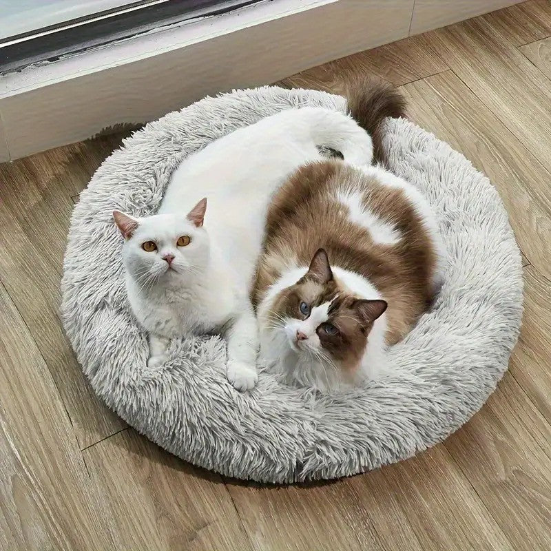 Soft Circular Cat Bed in Pink or White, All-Season Pet Sleeping Nest for Cats and Small Dogs, S M L Size Options for Everyday Home Lounging