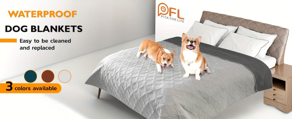 Dog Blankets 2 Pack 62 x 82 Inch, Reversible Machine Washable Pet Furniture Protectors with TPU Coating for Couch, Bed and Car, Light and Dark Grey