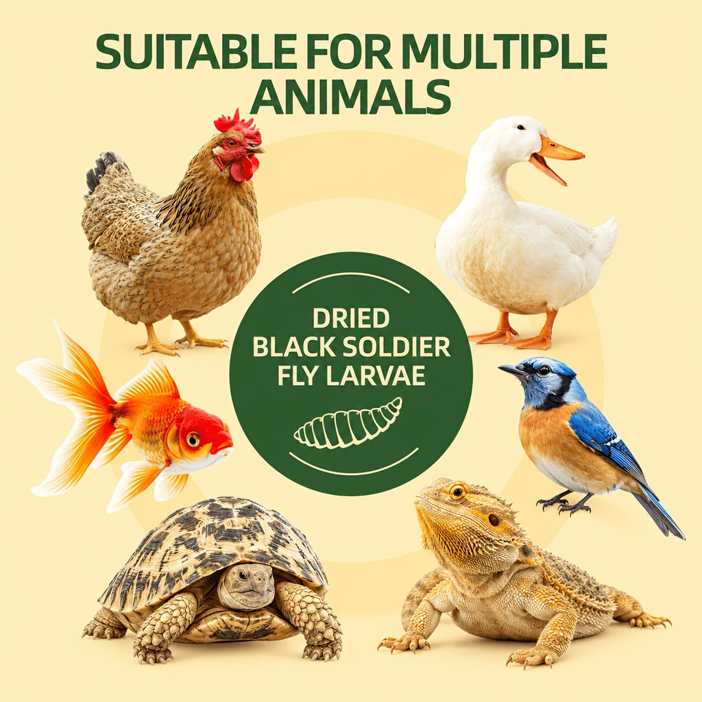 Black Soldier Fly Larvae for Chickens, Dried Insect Treats with 43% Protein and 6% Calcium for Backyard Hens, Ducks and Quail, 2 5 or 10 lb