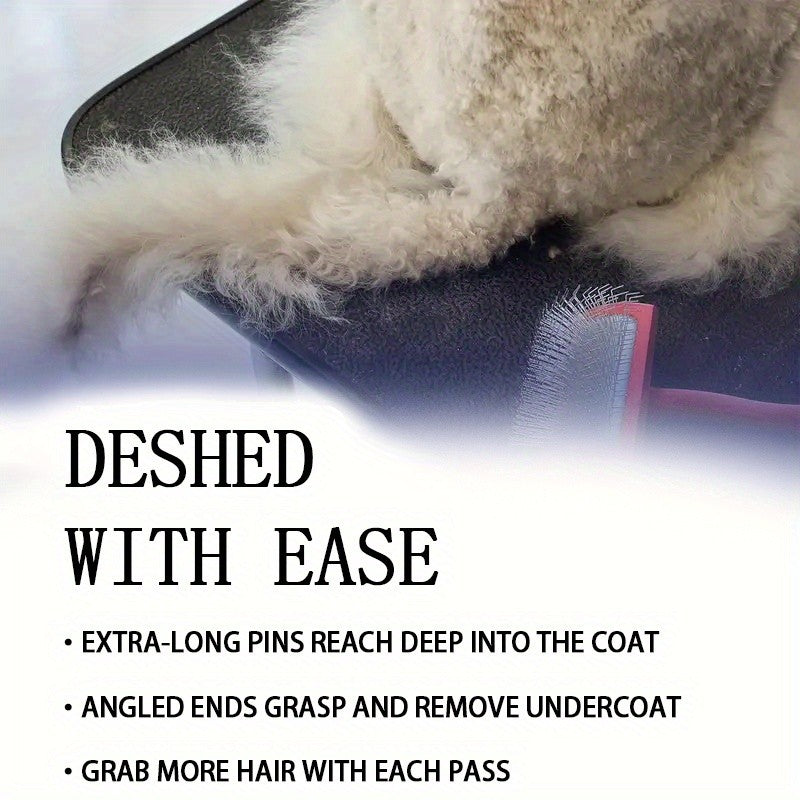 Dog Slicker Brush Set with Extra-Long Pins and Ergonomic Red Handle for Goldendoodles, Labradoodles and Poodles, Thick Coat Grooming and Loose Fur Care