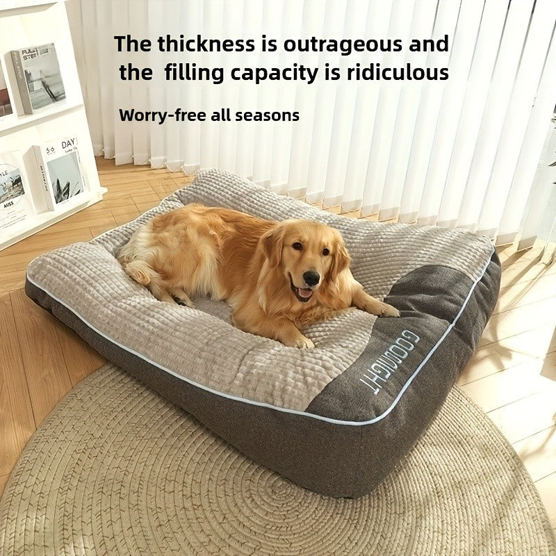 Bolster Dog Sofa Bed in Gray, Medium 25.59 x 19.69 x 7.09 Inch Plush Pet Cushion with Raised Pillow Edges for Cozy Indoor Rest and Lounging