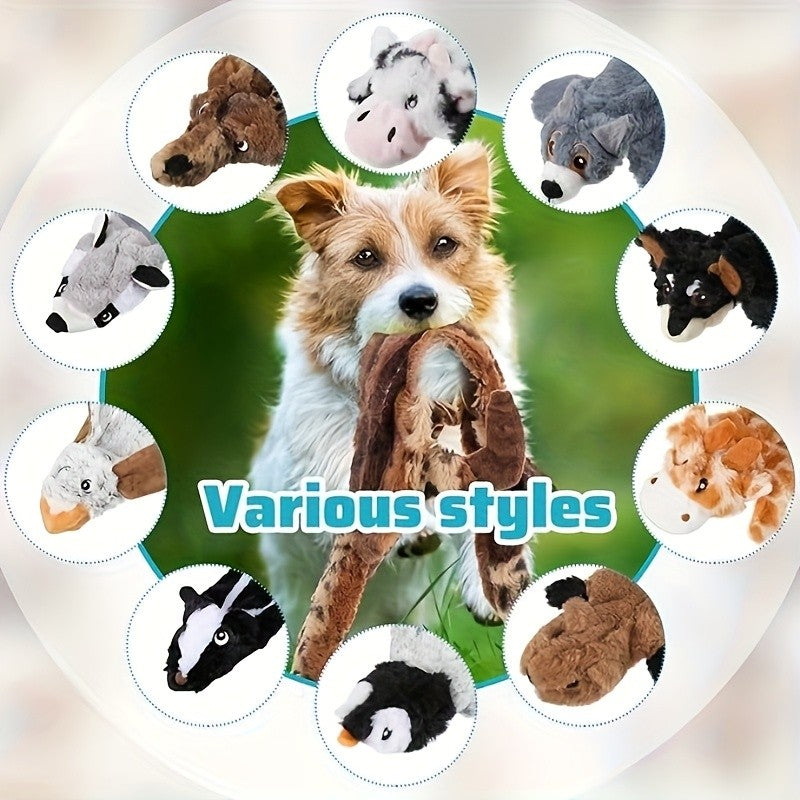 No Stuffing Dog Toys, 10 or 20 Pack Random Animal Plush Set with Crinkle and Squeaky Sounds for Supervised Indoor Play and Dog Birthday Gifts