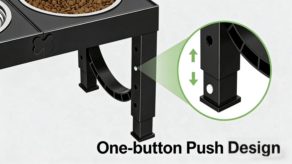Elevated Dog Bowls Feeding Station with 9, 11, 12 and 14 Inch Adjustable Heights, Raised Food and Water Stand for Medium and Large Dogs