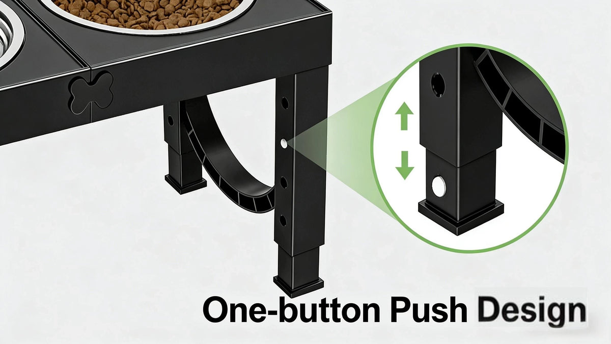 Elevated Dog Bowls Feeding Station with 9, 11, 12 and 14 Inch Adjustable Heights, Raised Food and Water Stand for Medium and Large Dogs
