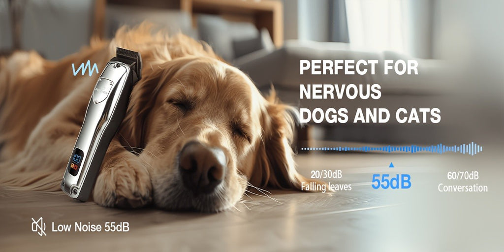 Dog Clippers for Thick Coats with LCD Battery Display, Low-Noise Cordless USB Rechargeable Pet Hair Trimmer for At-Home Dog and Cat Grooming