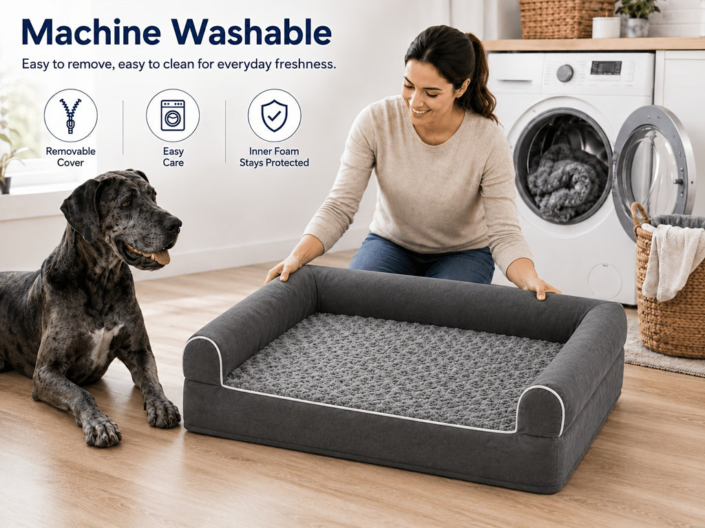 Orthopedic Dog Crate Bed for Extra Large Dogs with Removable Washable Cover, S to XXXXL Size Options for Everyday Indoor Rest