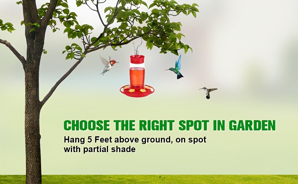 Hummingbird Feeders for Outdoors Hanging, 2-Pack Red 20 oz Nectar Feeders with Ant Moat, Six Flower Feeding Ports and Circular Perch