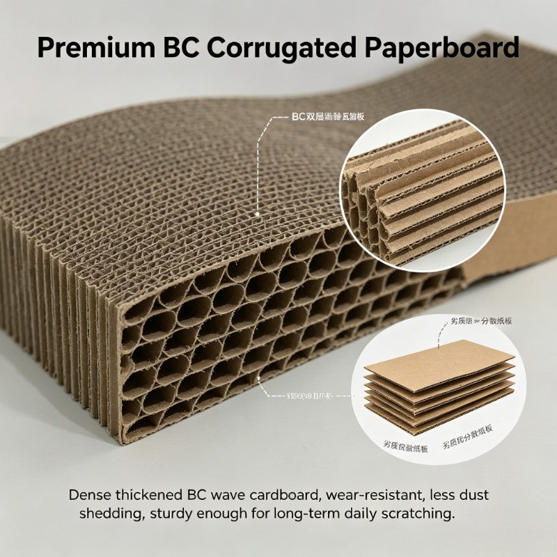 Cardboard Cat Scratcher Pad for Indoor Cats, BC Corrugated Scratching Board with Wavy and Flat Designs Listed, 1, 2, 4 or 8 Pack Options