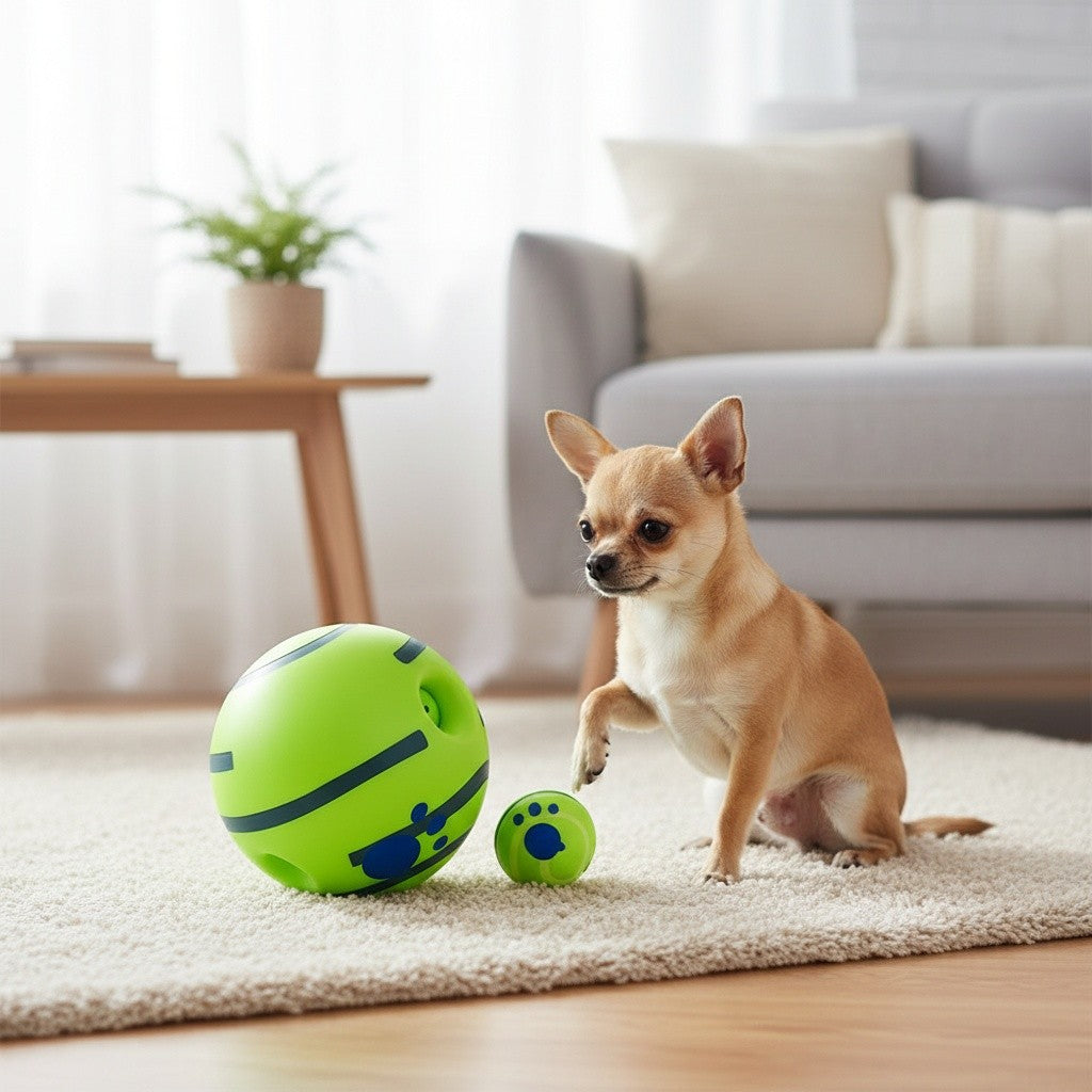 Giggle Ball for Dogs, 5.51-Inch Green Interactive Sound Toy Without Batteries for Large Dogs, Supervised Chase Games and Everyday Enrichment