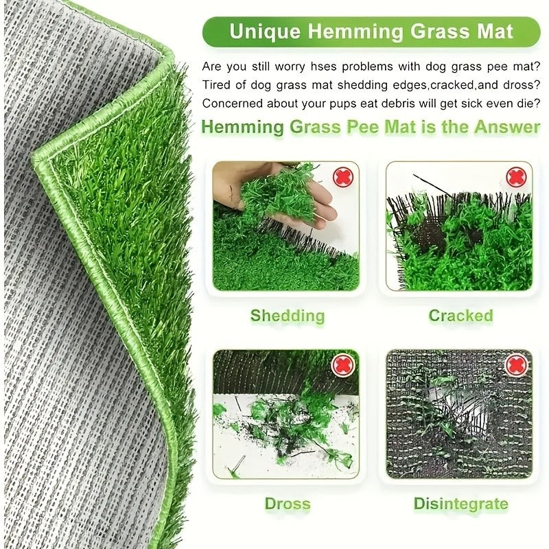 Dog Grass Pad with Tray 27.8 x 20 Inch, Three-Layer Washable Indoor Potty with 3 Replacement Turf Pads for Small and Medium Dogs, Apartments and Balconies