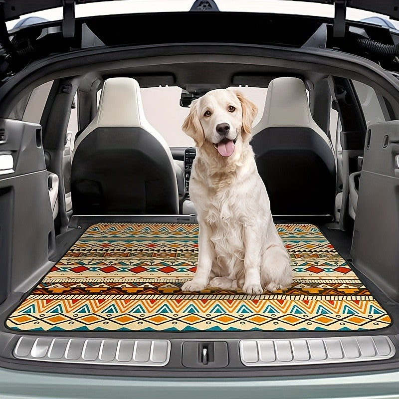 Dog Pee Pads with Retro Tribal Print, 2 Pack Washable Leakproof Puppy Training Mats with Non-Slip Backing for Crates, Playpens and Floors