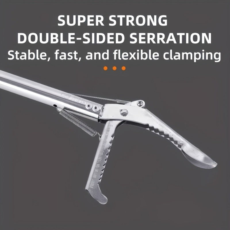 Snake Tongs with Foldable Telescopic Pole, Heavy-Duty 304 Stainless Steel Reptile Handling Tool with Non-Slip Ergonomic Handle for Cleanup