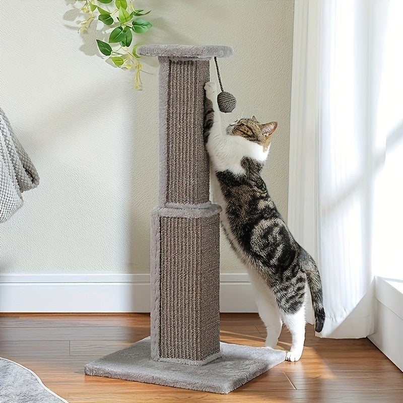 Cat Scratching Post with Hanging Ball, Sisal-Wrapped Multi-Tier Indoor Cat Tower for Scratching, Climbing and Everyday Play in Multiple Colors