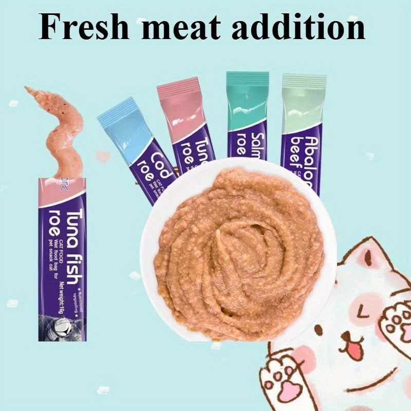 Cat Treat Sticks 100 or 200 Count, 16g Individual Cat Snacks in Five Mixed Flavors with Chicken, Salmon, Cod, Abalone Beef and Tuna Selections
