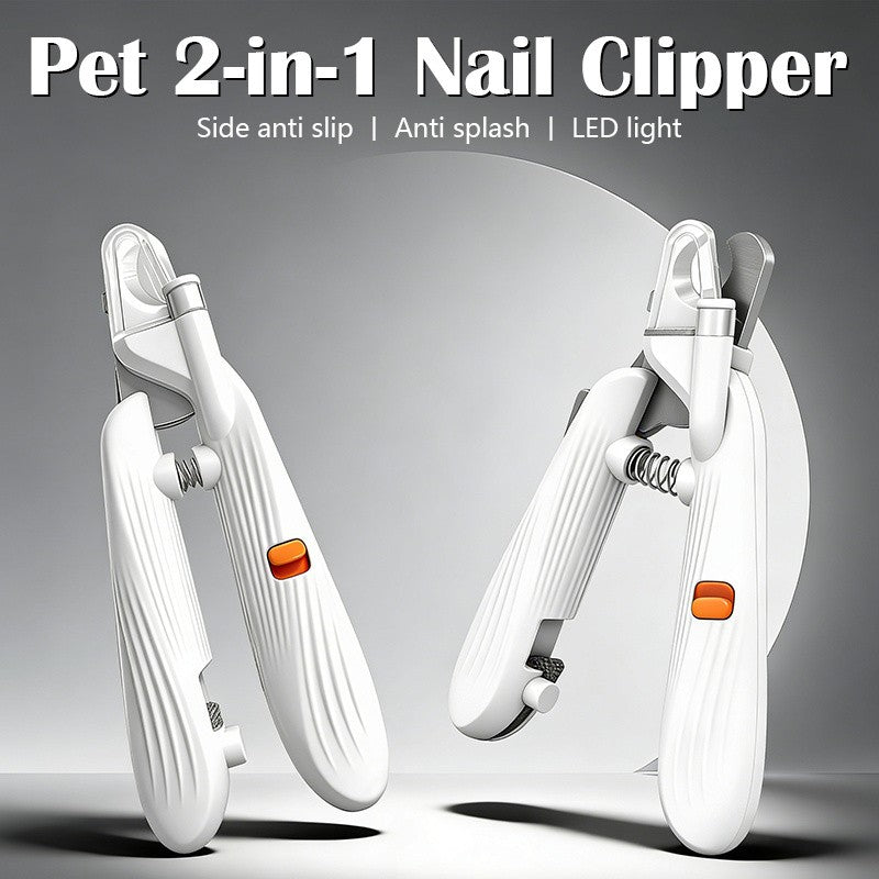Pet Nail Clipper with Safety Guard and Splash Cover, 2-in-1 Cordless Nail Trimming Tool for Dog and Cat At-Home Grooming, Without Battery