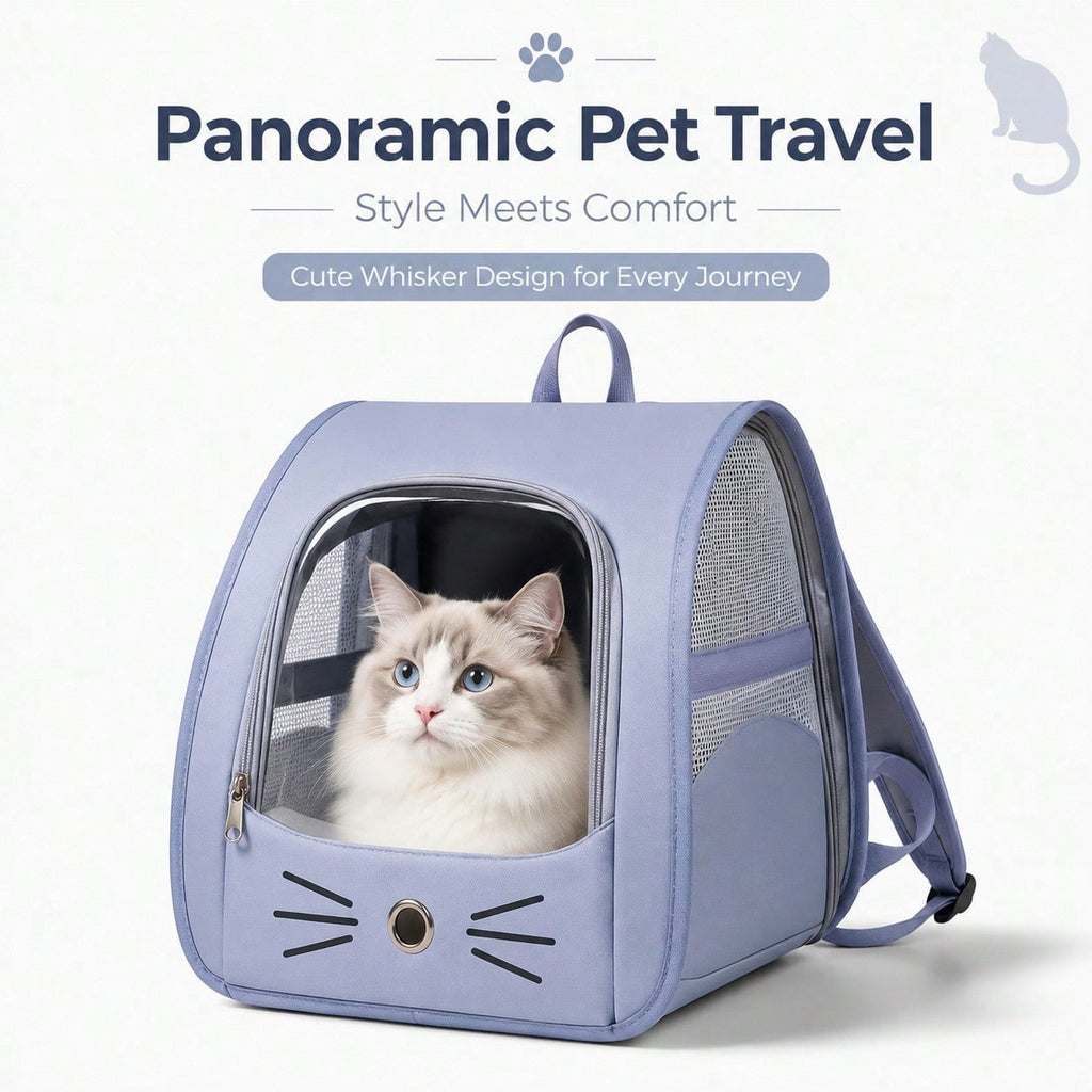 Transparent Pet Backpack Carrier for Cats & Small Dogs Up to 13 lbs, Breathable Oxford Cloth Travel Bag with Shoulder Strap for Outdoor Trips