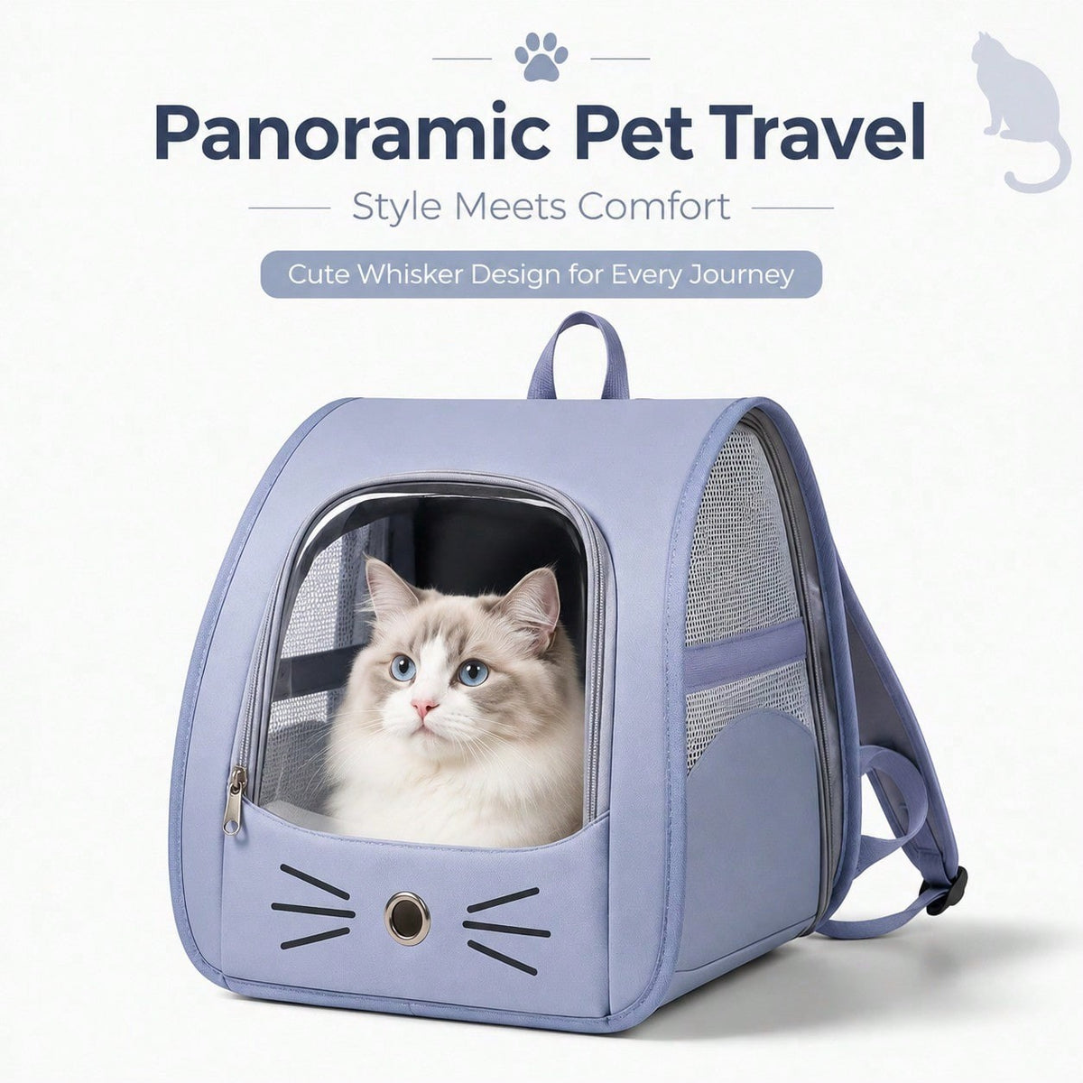 Transparent Pet Backpack Carrier for Cats & Small Dogs Up to 13 lbs, Breathable Oxford Cloth Travel Bag with Shoulder Strap for Outdoor Trips