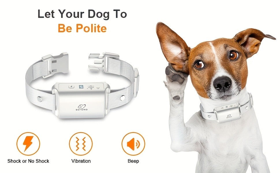 Anti Bark Collar for Dogs with 3 Sensitivity Levels, 7 Intensity Settings, Beep, Vibration and Optional Static Mode for Supervised Training
