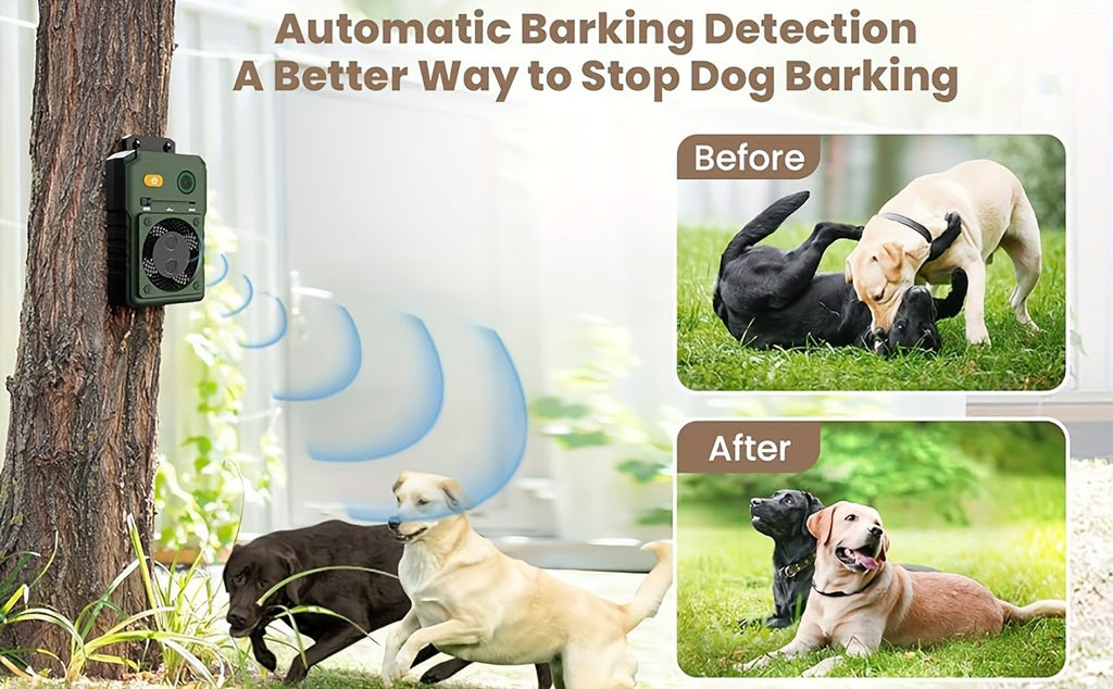 Ultrasonic Bark Box with Dual Sonic Emitters, Rechargeable Dog Bark Control Device with 3 Modes and Listed 50ft Range for Supervised Use