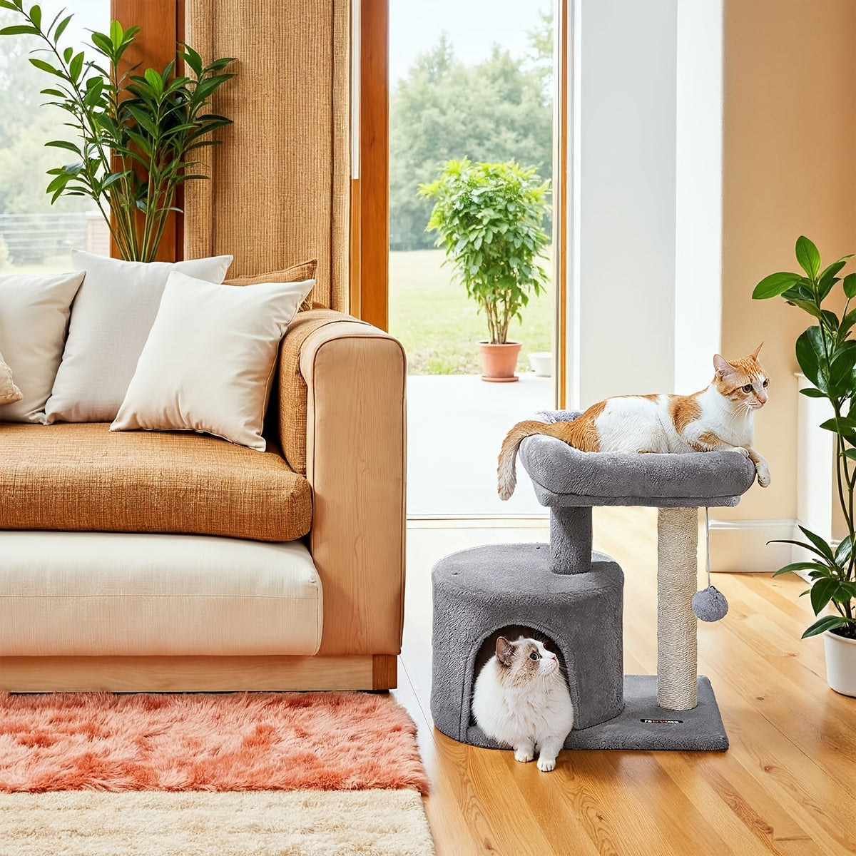 Cat Tree with Soft Padded Perch and Plush Condo, Multi-Level Indoor Cat Tower with Sisal Scratching Posts for Kittens and Cats, Four Colors