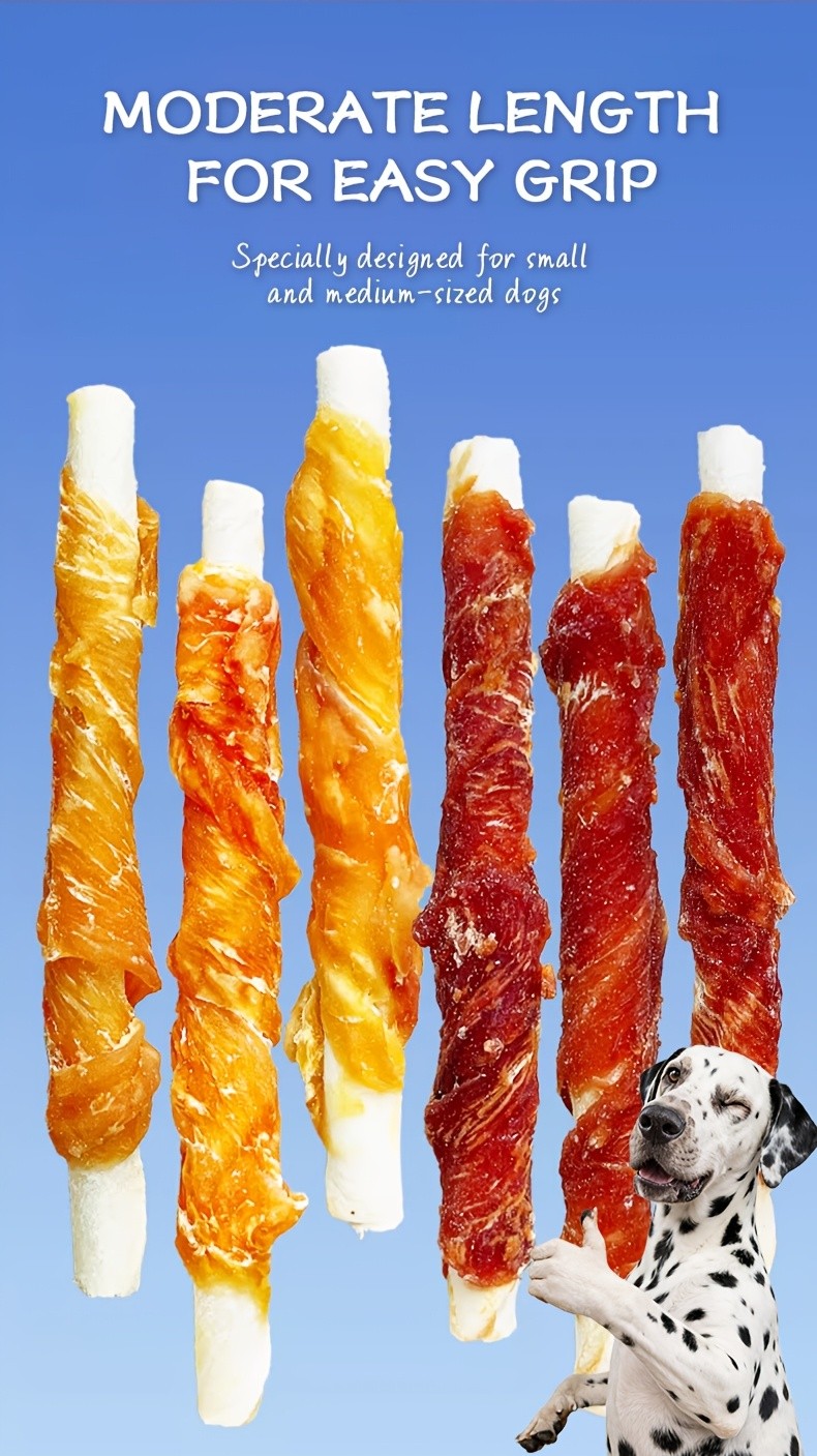 Chicken and Duck Wrapped Rawhide Dog Chews, 3.53oz Mixed Beefhide Stick Treats with Meat Wrapping for Supervised Chewing and Everyday Reward Time
