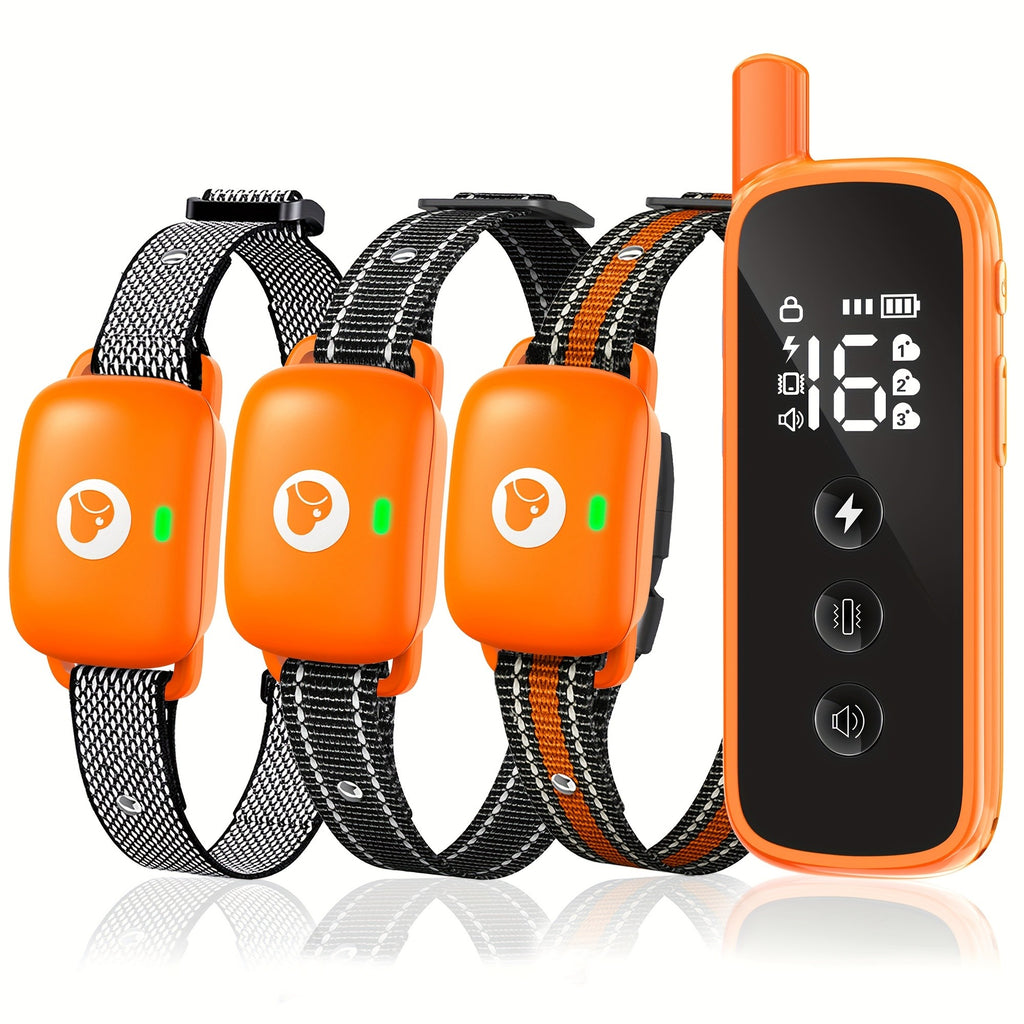 Dog Training Collar with Keypad Lock, 2600ft Listed Remote Range, Rechargeable Beep, Vibration and Static Modes, Orange or Purple Options for 1 to 3 Dogs
