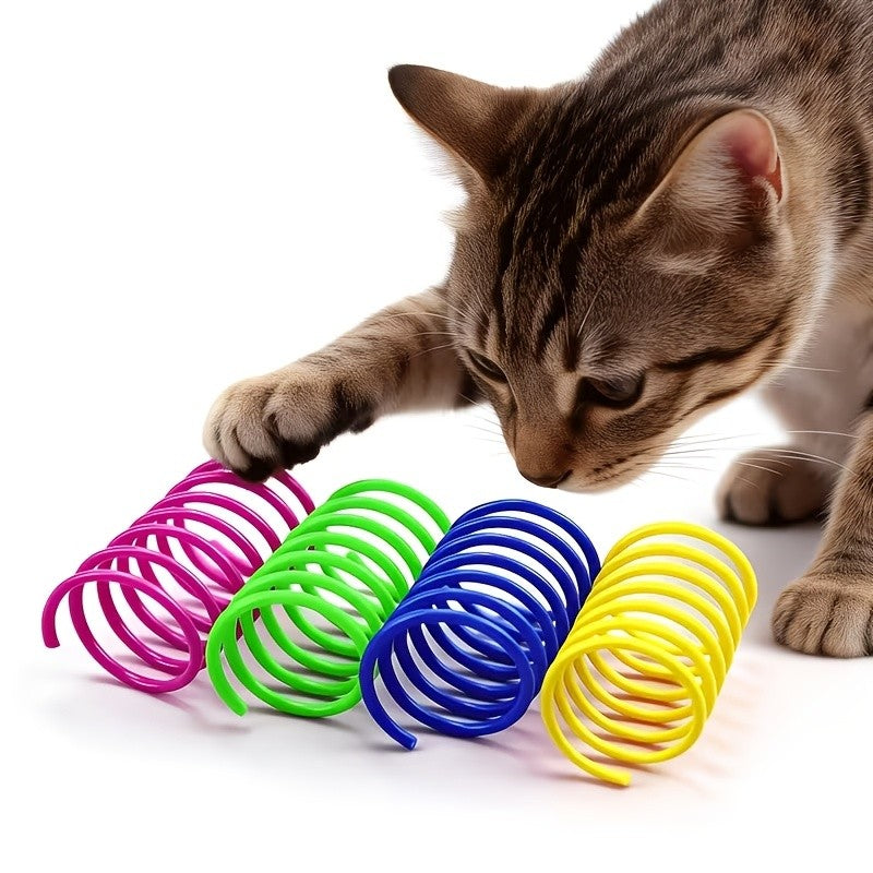 Cat Spring Toys 100 Pack for Indoor Cats and Kittens, Colorful Plastic Spiral Toys for Chasing, Batting and Supervised Interactive Play