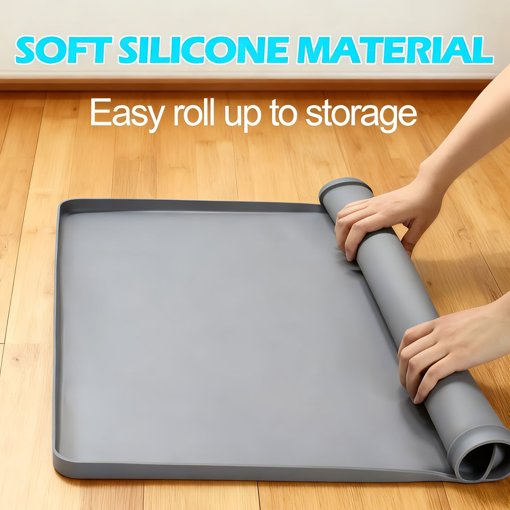 Silicone Puppy Pad Holder for 24 x 24 Inch Training Mats, Portable Grey Square Dog Potty Tray with Leak-Proof Design for Indoor Floor Protection
