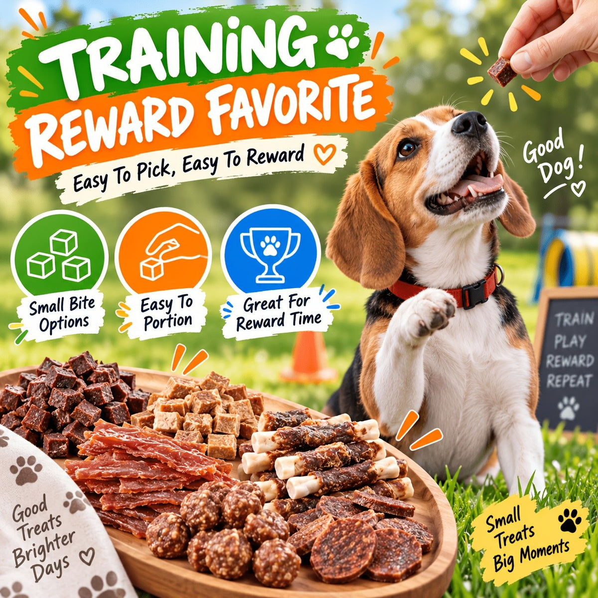 Dog Snack Variety Selection with Chicken Liver, Duck Jerky, Beef Cubes and Sweet Potato Donut Options for Supervised Training Rewards