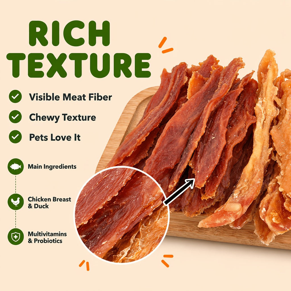Dog Training Treats Chicken & Duck Jerky Mix, Air-Dried Meat Strips in 102g or 150g Packs for Everyday Rewards, Walks and Practice