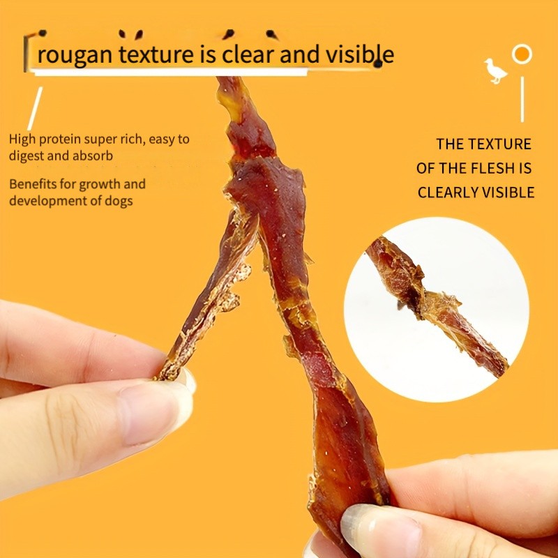 Duck Jerky Dog Treats 3-Pack, Three 200g Bags of Chewy Duck Meat Strips for Training Rewards and Daily Snacks for Small, Medium and Large Dogs