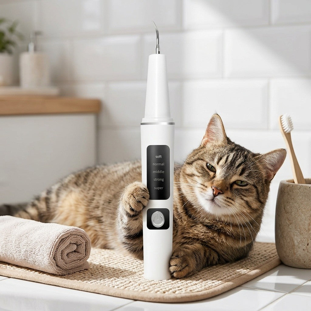 Pet Teeth Cleaning Kit for Cats and Dogs, USB Rechargeable Electric Tooth Cleaner with 4 Cleaning Heads and 5 Modes, Stain and Tartar Remover for At-Home Pet Dental Care, Quiet Low Noise Design