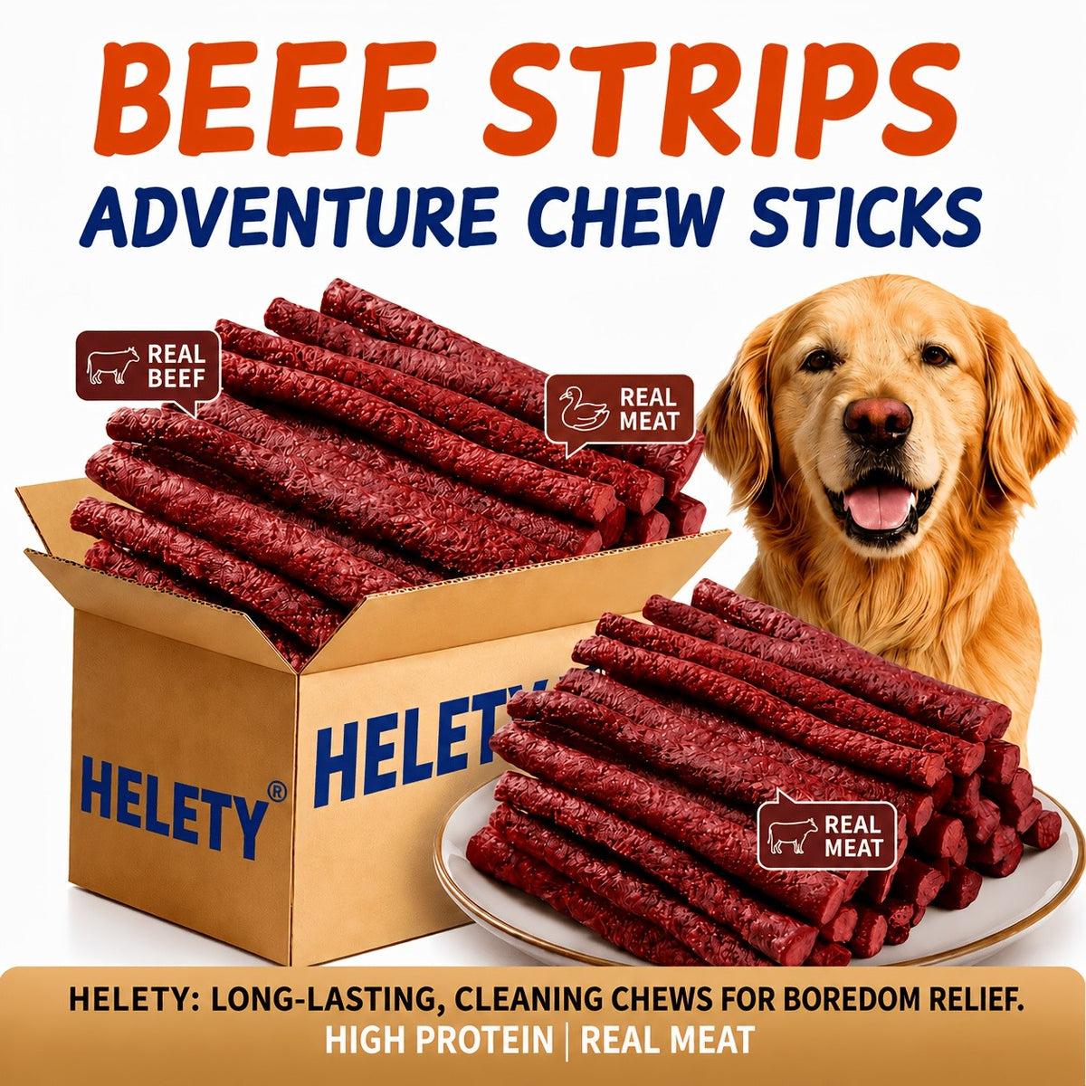 Beef Jerky Dog Treat Sticks, 100g or 100g + 100g Pack Options for Supervised Chewing, Everyday Training Rewards and Dog Gift Baskets