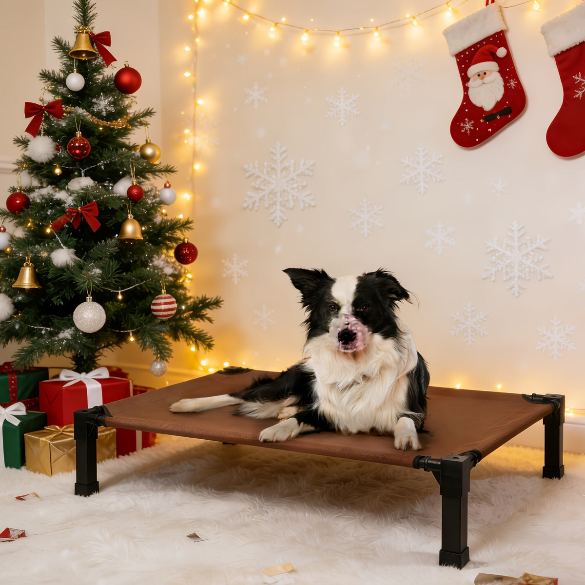 Elevated Dog Bed with Washable Mesh and Metal Frame, Raised Cooling Dog Cot with Non-Slip Feet, 35-60 Inch Options for Indoor and Outdoor Rest