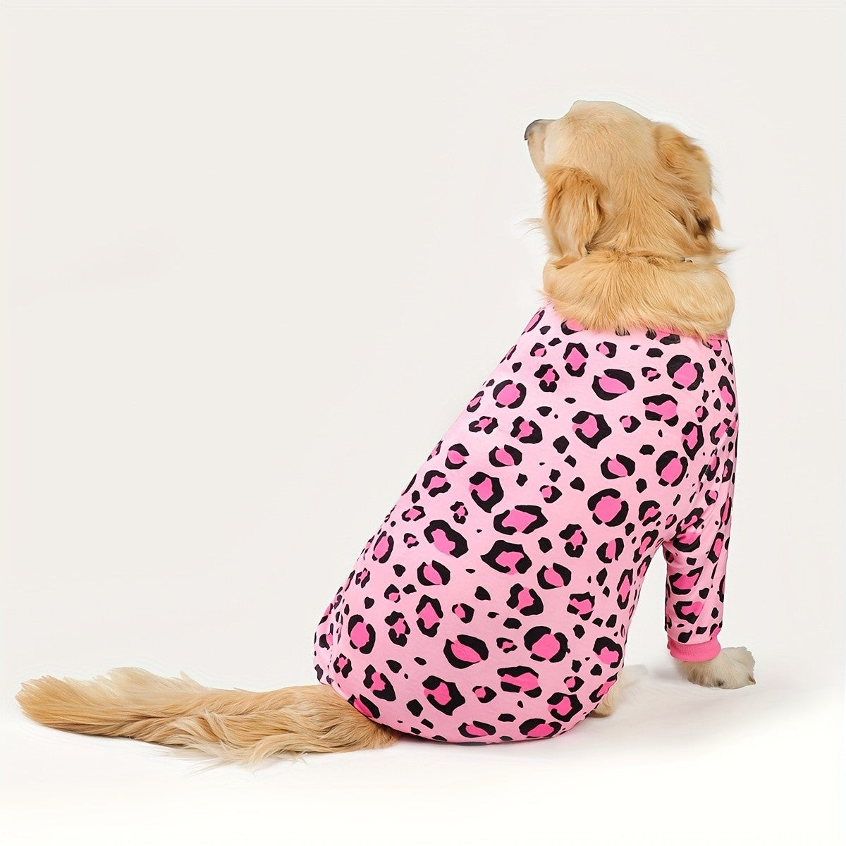Pink Leopard Dog Apparel with Plush Styling, Pet Fashion Piece for Everyday Dress-Up, Birthday Photos and Dog Lover Gifts, Sizes XS to 4XL