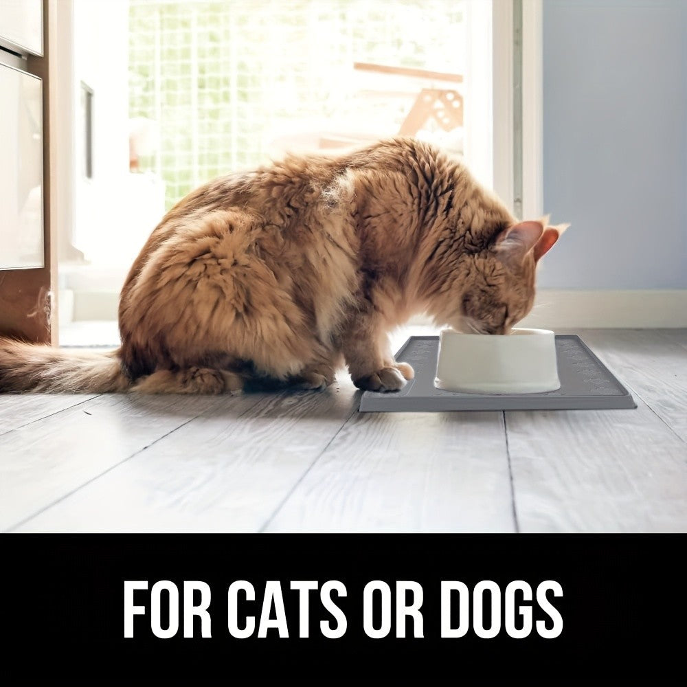 Pet Feeding Mat with Raised Edge, BPA-Free Non-Slip Dog and Cat Food Water Bowl Placemat, Dishwasher Safe in 34 x 22 or 17 x 12.6 Inches