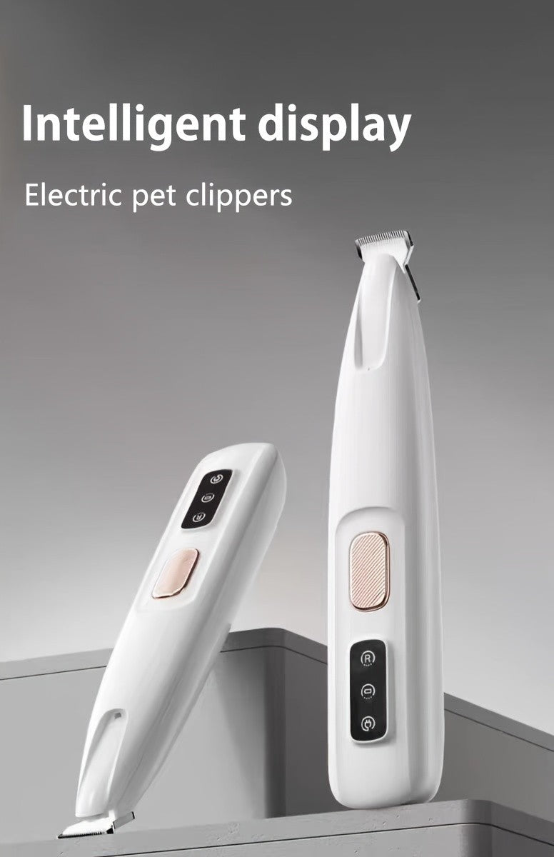 Low-Noise Pet Hair Clippers with LED Light, 4-Piece Cat and Small Dog Grooming Kit with USB Cable, Cleaning Brush and Bell for Home Trimming