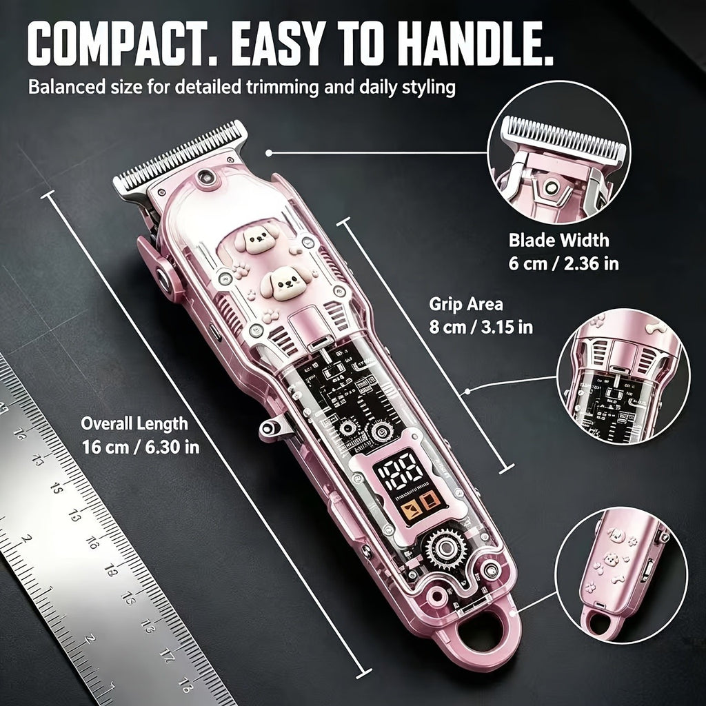 Cordless Horse Clippers with LCD Display, Rechargeable Gold Grooming Trimmer with Adjustable Blade and Separate Pink Pet Clipper Option