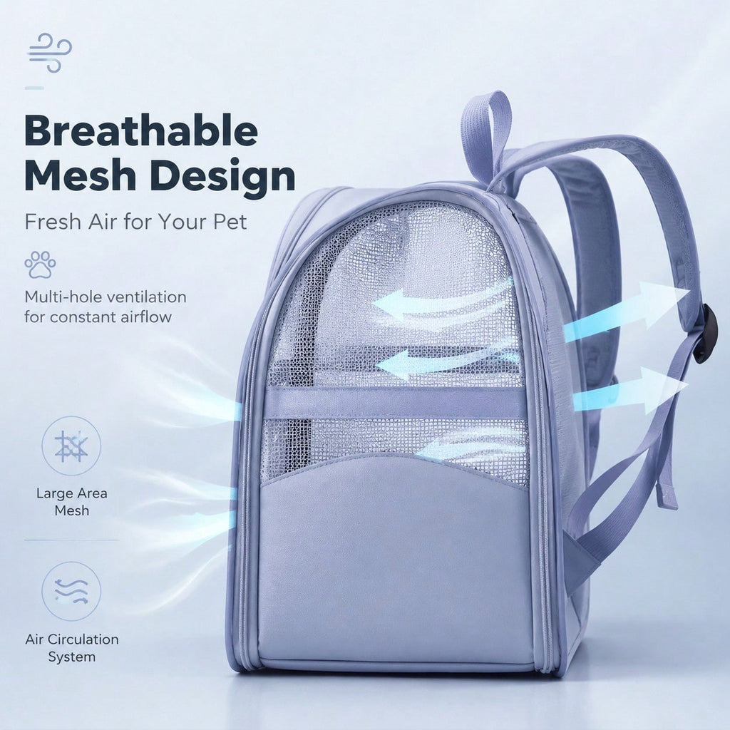 Transparent Pet Backpack Carrier for Cats & Small Dogs Up to 13 lbs, Breathable Oxford Cloth Travel Bag with Shoulder Strap for Outdoor Trips