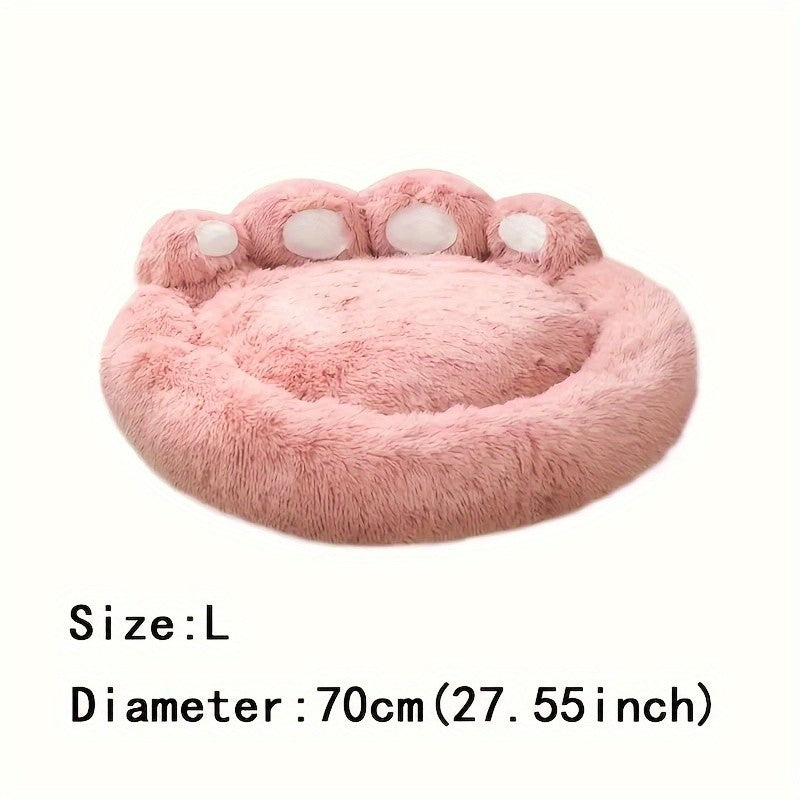 Long Plush Pet Bed with Bear Paw Shape, PP Cotton Filled Dog and Cat Sleeping Cushion with Anti-Slip Bottom, Single Bed and 2PCS Options
