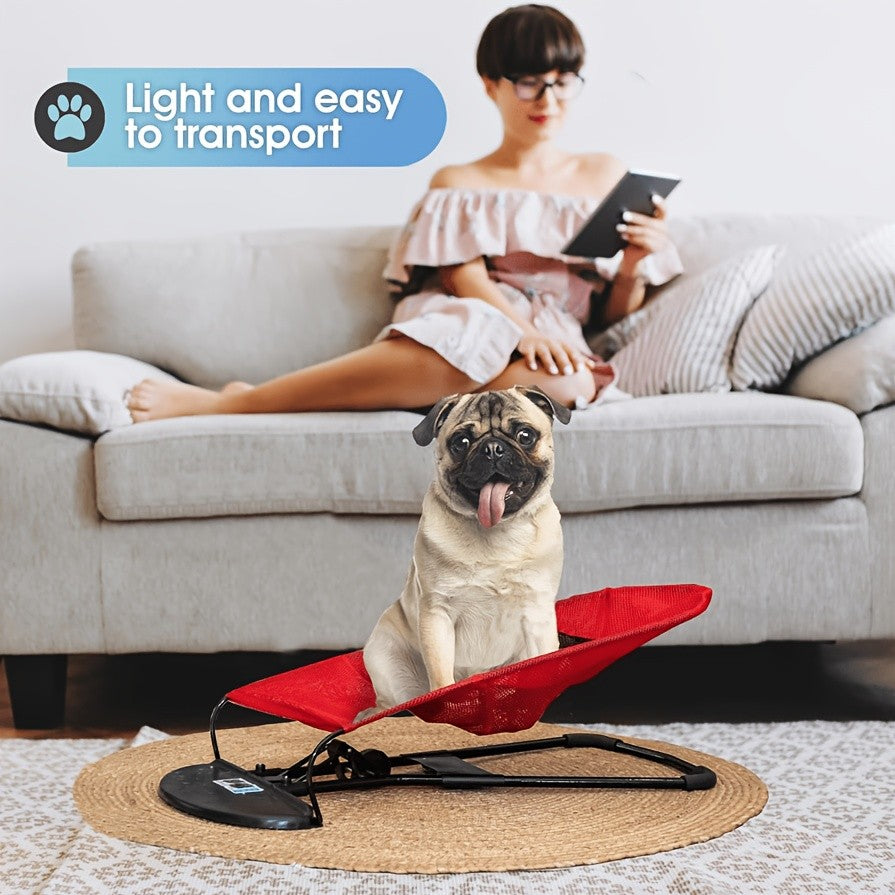 Rocking Dog Bed for Small and Medium Dogs, Foldable Height-Adjustable Pet Lounger with Breathable Mesh and Thickened Resting Pad