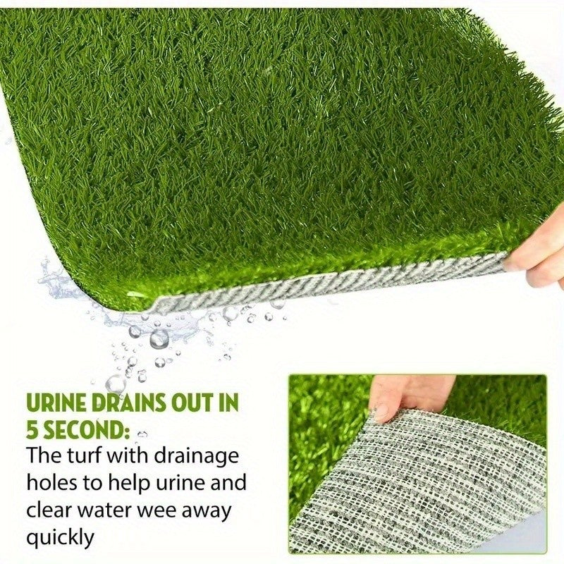 Dog Grass Pad with Tray 27.8 x 20 Inch, Three-Layer Washable Indoor Potty with 3 Replacement Turf Pads for Small and Medium Dogs, Apartments and Balconies