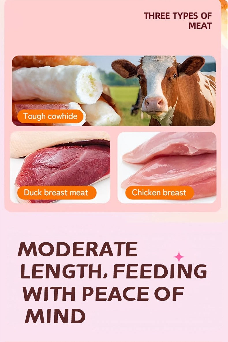 Dog Chew Sticks with Chicken and Duck Wraps, Mixed Rawhide Roll Treat Combo for Supervised Chewing, Occasional Rewards and Dog Owner Gift Baskets