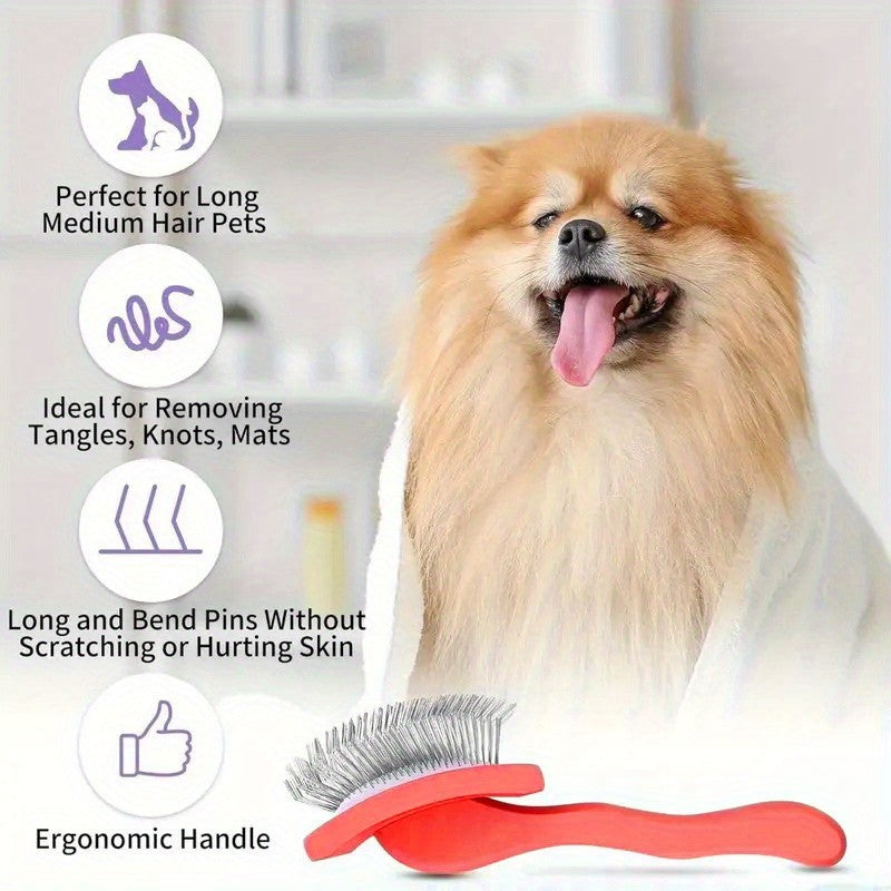 Long Pin Dog Slicker Brush 3-Pack, Stainless Steel Grooming Brushes for Large Dogs, Thick Coats, Loose Fur and Everyday Detangling in Multi-Dog Homes